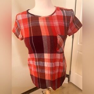 Down East Red Plaid T-Shirt – Size Small